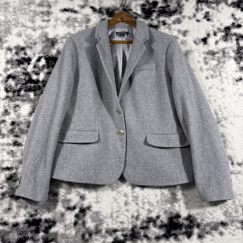 J Crew Mercantile Schoolboy‎ Blazer Womens 16 Gray Wool Preppy Academia
